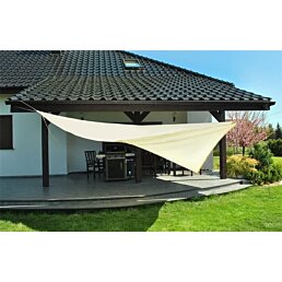 Zahradní sluneční clona/stan na stín trojúhelník béžový, 4 x 4 x 4 m - Náhled