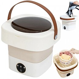 Přenosná mini cestovní skládací pračka na oblečení a prádlo 11l, bílá