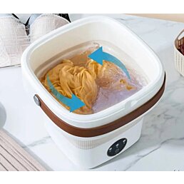 Přenosná mini cestovní skládací pračka na oblečení a prádlo 11l, bílá - Náhled