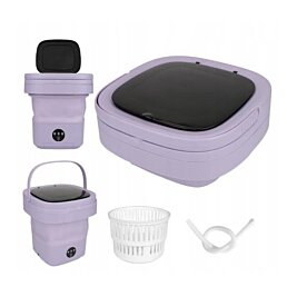 Přenosná mini cestovní skládací pračka na oblečení a prádlo 11l, fialová
