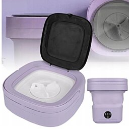 Přenosná mini cestovní skládací pračka na oblečení a prádlo 11l, fialová - Náhled