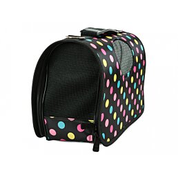 Přepravní taška pro psy a kočky, černá s puntíky - Náhled