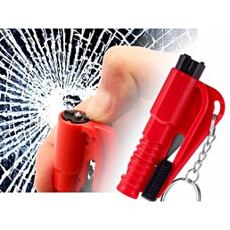 Klíčové kladivo na sklo s řezákem pásů a píšťalkou jako přívěsek na klíče 3v1, Bezpečnost automobilu - Náhled