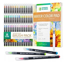 Skutečná sada vodových štětců - 48 akvarelových fixů, 1 plnitelný vodový štětec, 48 ks
