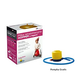 Rehabilitační míč pro děti „HOPPER“ s madly, žlutá 55 cm - Náhled