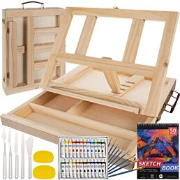 Sada na malování v dřevěném kufříku, Woodie - 43 ks