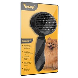 Samočisticí kartáč pro psy a kočky, černý - Náhled