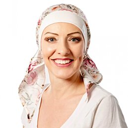 Saténová onko šatka po chemoterapii Canaver, avero květy - Náhled