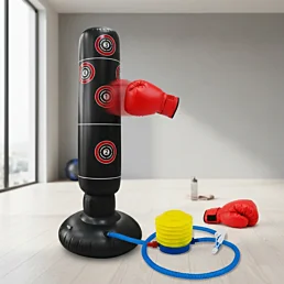 Tréninkový boxovací pytel s rukavicemi na nácvik úderů a kopů - Náhled