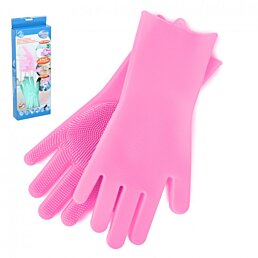 Silikonové úklidové rukavice s houbou - Náhled