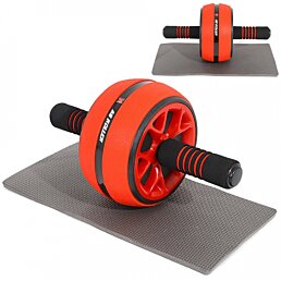 Široké břišní kolečko na posilování břicha - oranžové + podložka