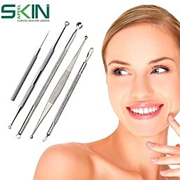 Sada nástrojů na čištění, vytlačování a odstranění akné v pouzdře se zrcadlem