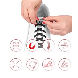 Šňůrky do bot s černými kovovými magnetickými sponami Shoelaces, černé - Náhled