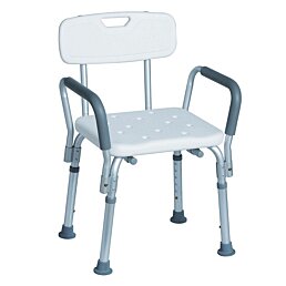 Výškou nastavitelná židle do sprchy s opěradlem a madly KP 355L