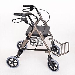 Čtyřkolové chodítko se sedátkem a košíkem RA888, šedá metalíza - Náhled