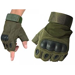 Taktické rukavice na přežití bez prstů velikost XL, khaki - Náhled