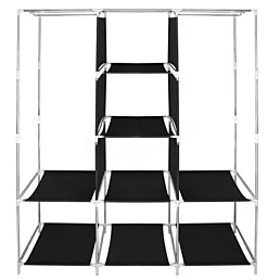 Textilní přenosná šatní skříň černá - 135 x 45 x 175 cm - Náhled