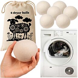 Vlněné kuličky do sušičky – přírodní alternativa aviváže, 6 ks