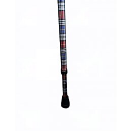 Chůze nastavovací hůl s dřevěnou rukojetí - tartanový potisk - Náhled