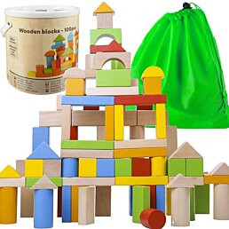 Barevné dřevěné kostky, Woody joy, 100 ks