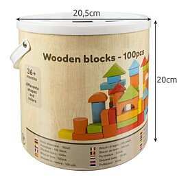 Barevné dřevěné kostky, Woody joy, 100 ks - Náhled