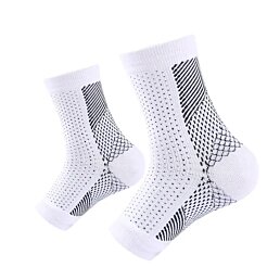 Kompresní ponožky na kotník s otevřenou špičkou, bílé - Náhled