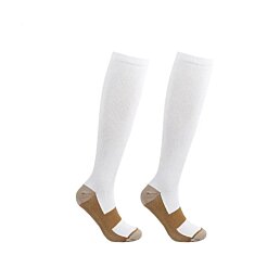 Kompresní podkolenky unisex, bílé - Náhled