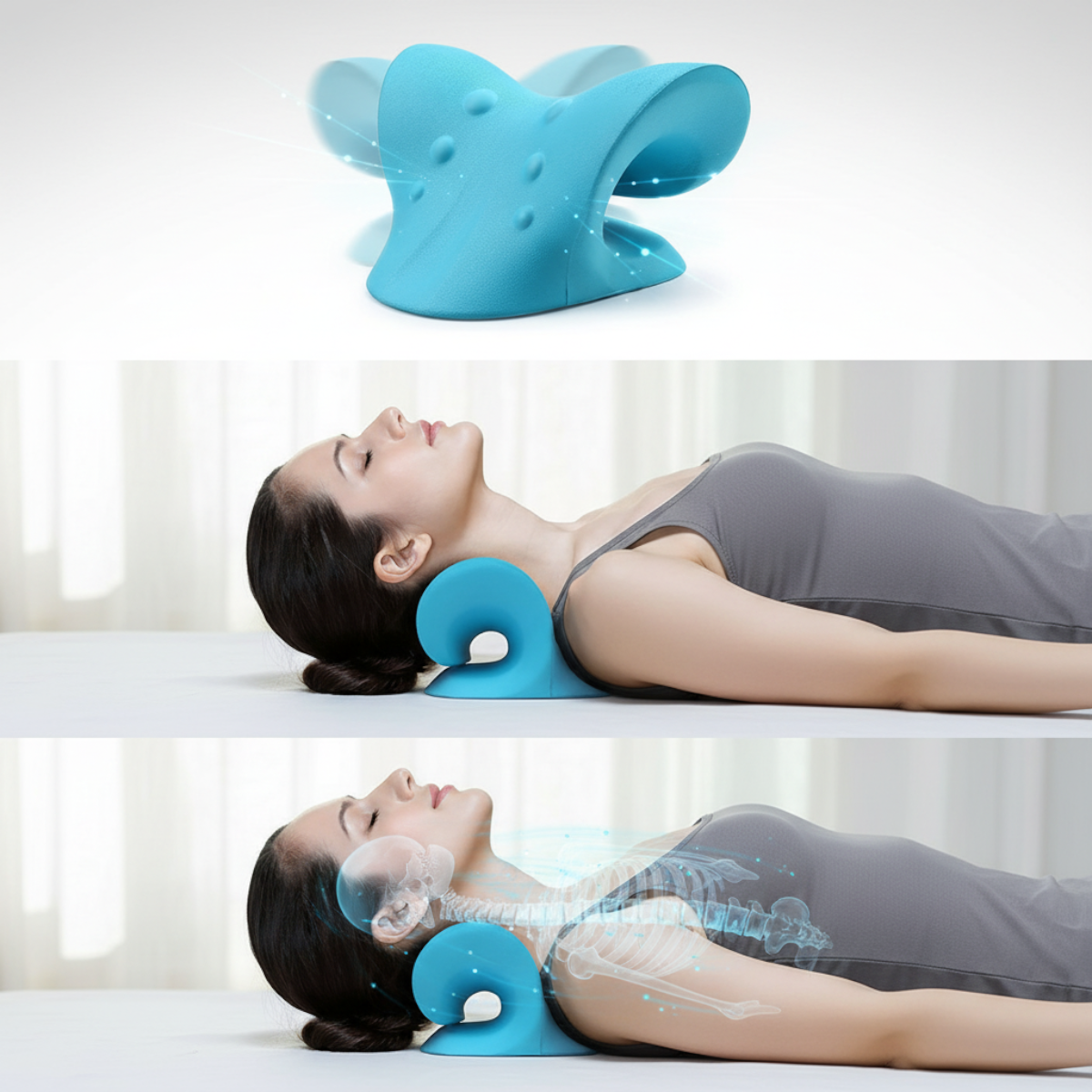 Trakční polštář na uvolnění krční páteře světle modrý