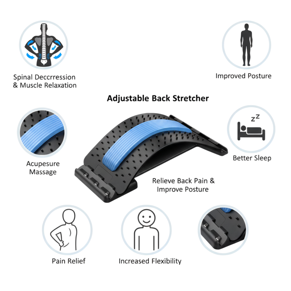 Akupresurní výstupky na mostíku pro lepší uvolnění svalů