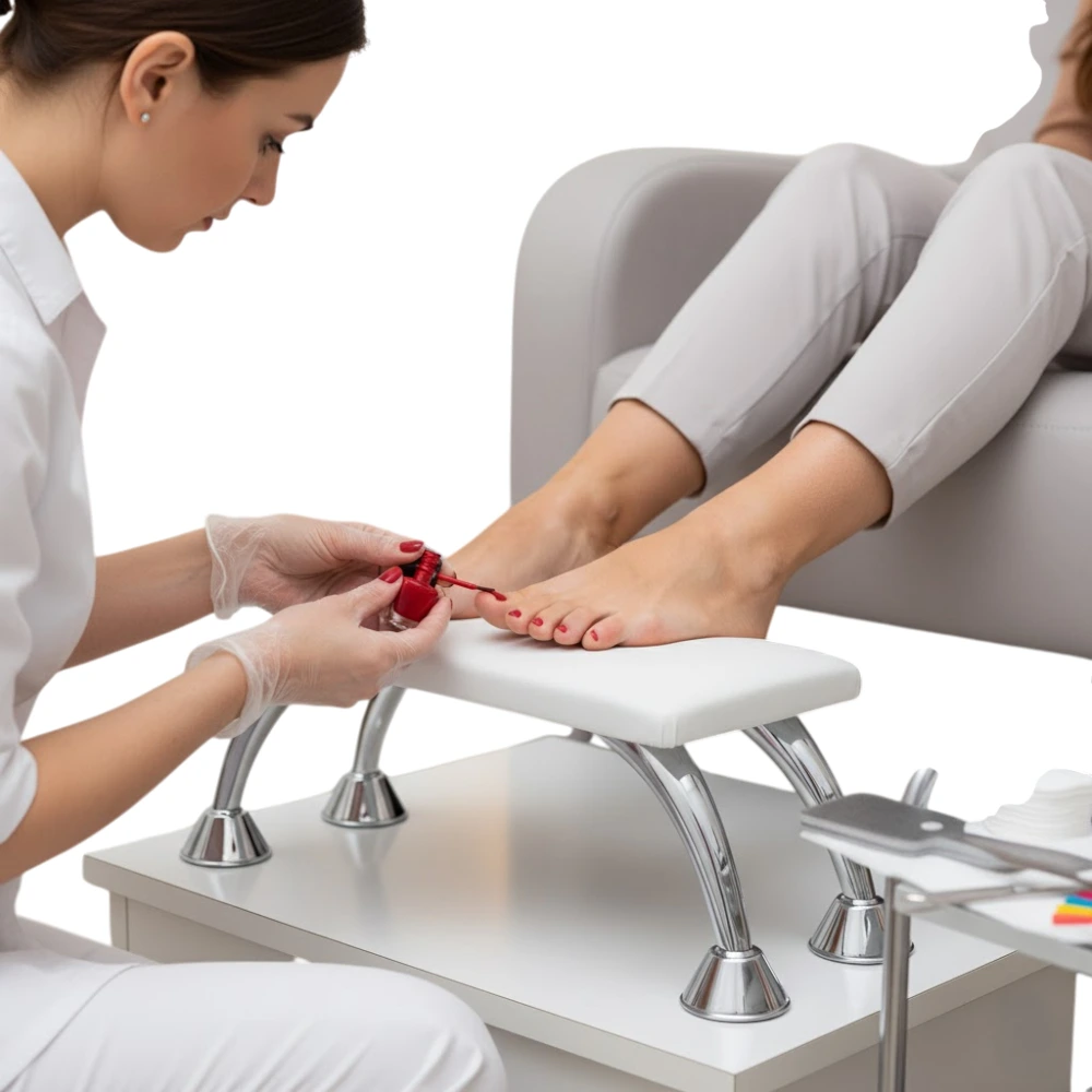 Bílá podložka na manikúru a pedikúru z ekologické kůže