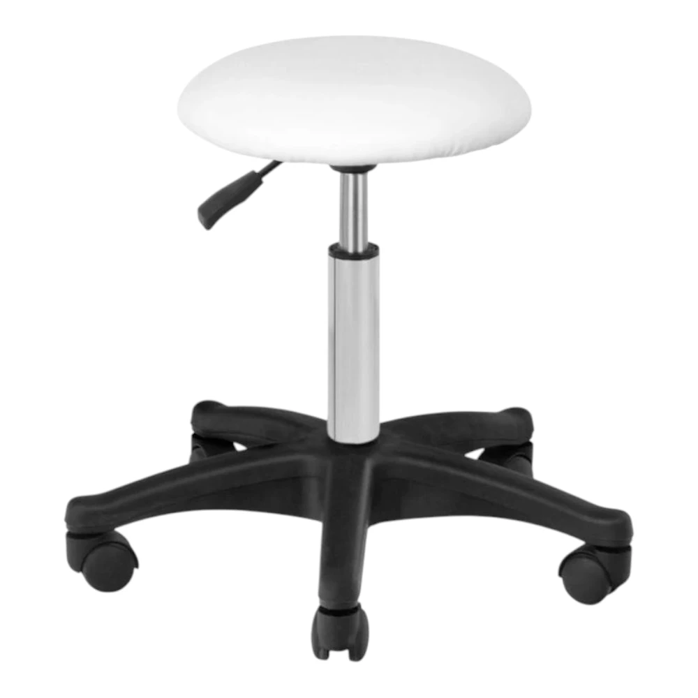 Kozmetická taburetka AM-312 bílá – pětiramenná podstava s kolečky