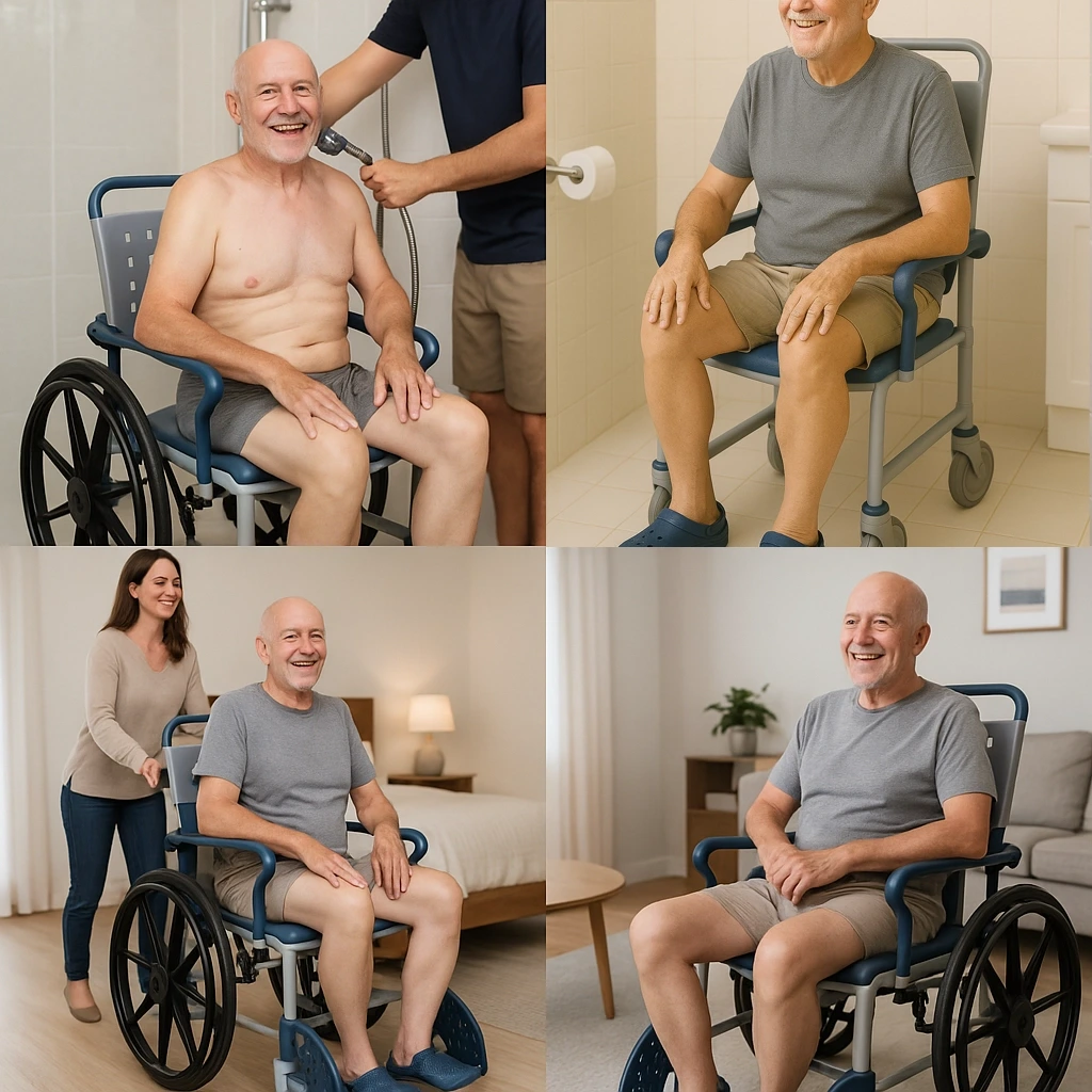 SANI-TIM 3v1 – sprchovací a toaletní vozík, celkový pohled