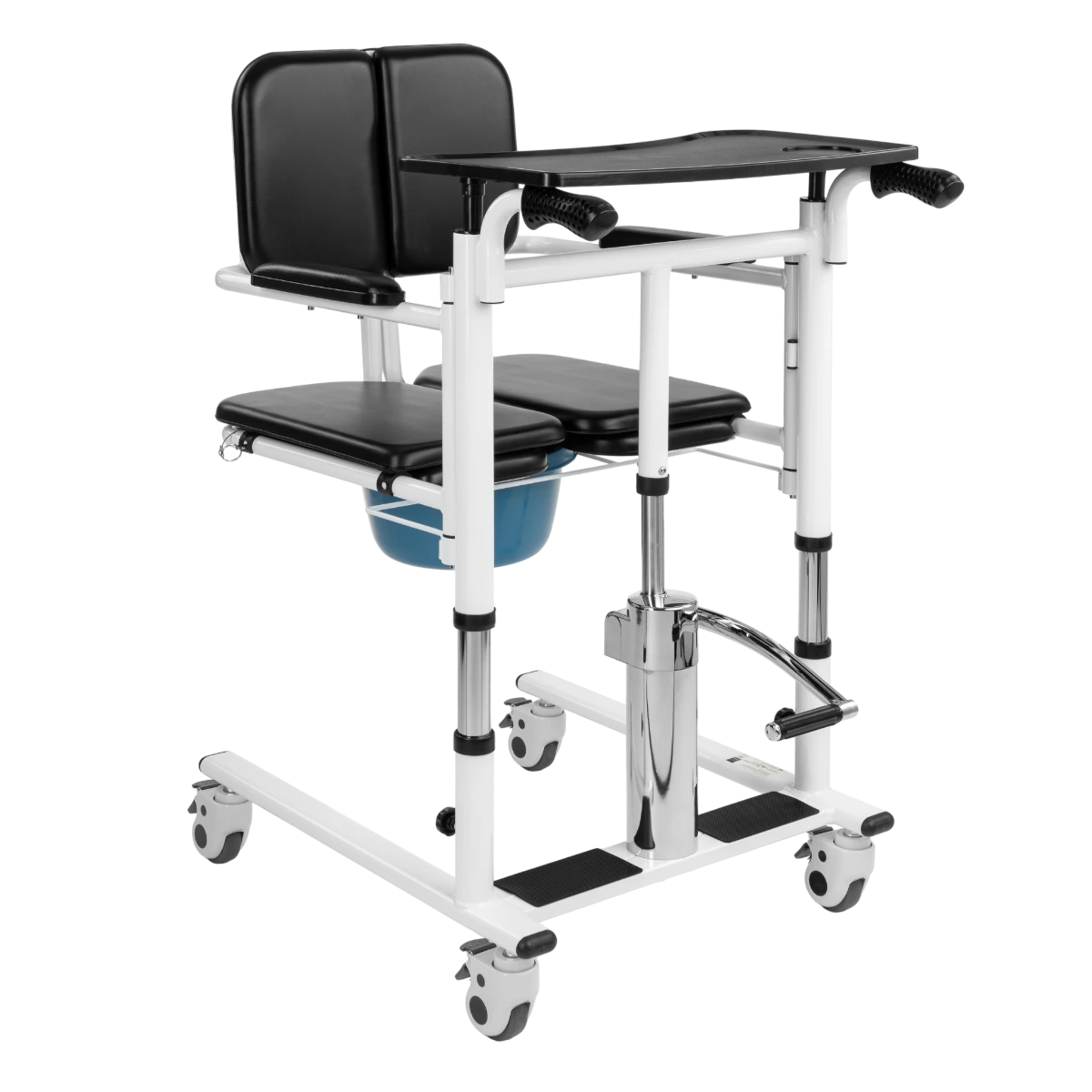 Hydraulická stolička na přesun – čalounění a opěrky pro pohodlí